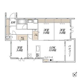 リュウ参番館 3LDKの間取図画像