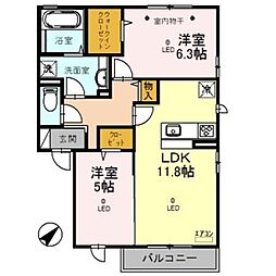 ヴィラアリエッタ 2LDKの間取図画像