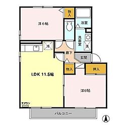 サンクレール2 2LDKの間取図画像