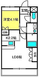 グランベル・ヒルズ 1LDKの間取図画像