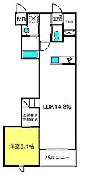 東川口HB 1LDKの間取図画像