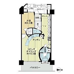 ライオンズタワー仙台広瀬 1LDKの間取図画像