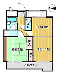 ライオンズマンション上杉二丁目 2DKの間取図画像
