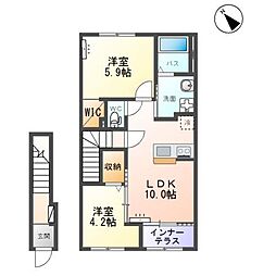カーサ・フェリーチェS 2LDKの間取図画像