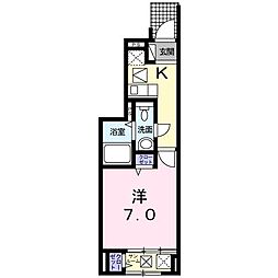 シャローム・スガワラB 1Kの間取図画像