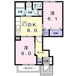 パシオンアミーゴ 2DKの間取図画像