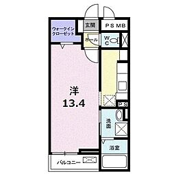 アビタシオン・ボヌール ワンルームの間取図画像