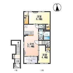 シェトワII 2LDKの間取図画像