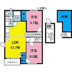 パークヴィラ2 2LDKの間取図画像
