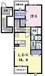 ネオサニーフォレスト 1LDKの間取図画像