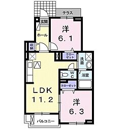 グラシエル 2LDKの間取図画像