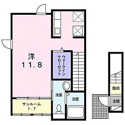 メゾンメルヴェーユ2 ワンルームの間取図画像