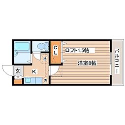 フラッツ青山 1Kの間取図画像