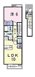 クレメントB 1LDKの間取図画像