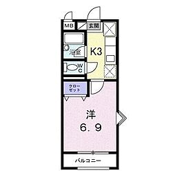 キャッスルパーク南仙台 1Kの間取図画像