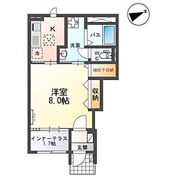 カルム ヴィラ 1Kの間取図画像