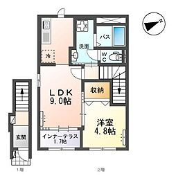 カルム ヴィラ 1LDKの間取図画像