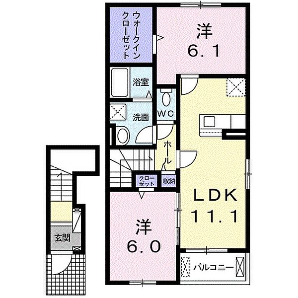 ル・ヴェルソー 203｜宮城県黒川郡大和町吉岡南 1丁目(賃貸アパート2LDK・2階・58.64㎡)の写真 その2