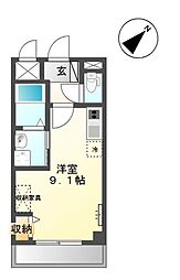 ノーブルコート台原 1階ワンルームの間取り