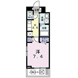 キャッスルライフVI 2階1Kの間取り