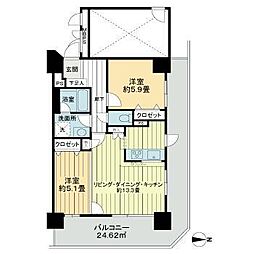 ライオンズタワー仙台長町 7階2LDKの間取り