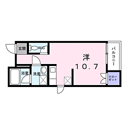 ティアラグレイス 5階ワンルームの間取り