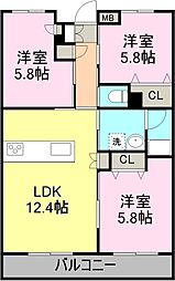プランドール葵 3LDKの間取図画像
