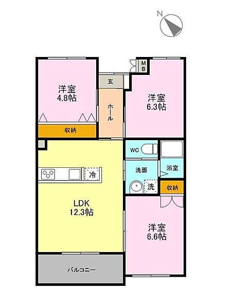 Marusu竜南 202｜静岡県静岡市葵区竜南１丁目(賃貸マンション3LDK・2階・64.40㎡)の写真 その3