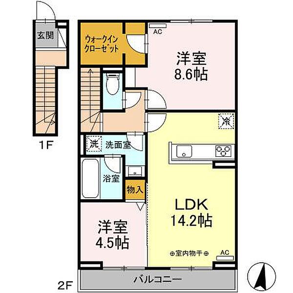 BD・フロレスタ 205｜静岡県静岡市清水区吉川(賃貸アパート2LDK・2階・69.45㎡)の写真 その3