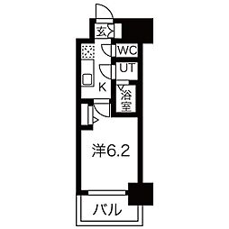 名古屋市営東山線 今池駅 徒歩5分の賃貸マンション 2階1Kの間取り