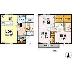 リアンヴェール 2階3LDKの間取り
