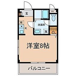 オータム・ライト2 3階1Kの間取り