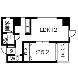 名古屋市営鶴舞線 浄心駅 徒歩2分の賃貸マンション 3階1LDKの間取り