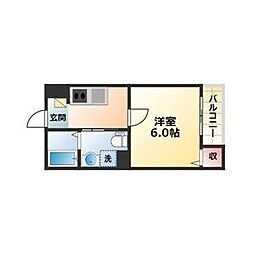 スマイル栄 1Kの間取図画像