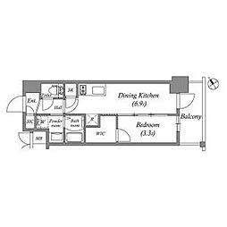 エステムコート名古屋新栄5ラポール 1DKの間取図画像