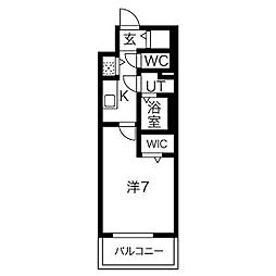 エスリード栄ラ・ヴィ 1Kの間取図画像