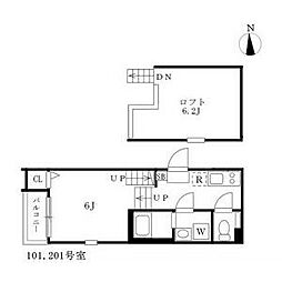グランテラス 1Kの間取図画像
