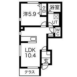 カルテットA 1LDKの間取図画像