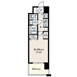 ラドゥセール黒川2 1Kの間取図画像