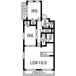 クリスタルスクエア 2LDKの間取図画像