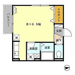 サン・ミッシェル ワンルームの間取図画像