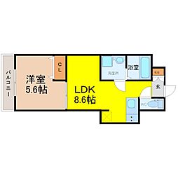 プラージュ大曽根 1LDKの間取図画像