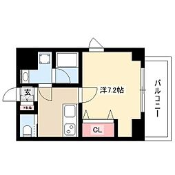 シティコート上小田井 1Kの間取図画像