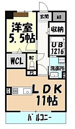 フェリオ新西 1LDKの間取図画像