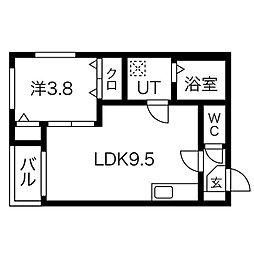 FERIO平安通 1LDKの間取図画像