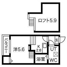 オークツリーメゾン志賀 1Kの間取図画像