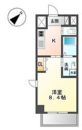 ブルーシャトー 1Kの間取図画像