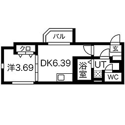 ハーモニーテラス市場木町3 1DKの間取図画像