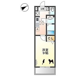 名古屋市東区葵3丁目アパート 1Kの間取図画像