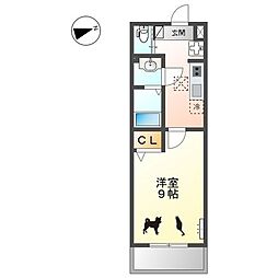 名古屋市東区葵3丁目アパート 1Kの間取図画像